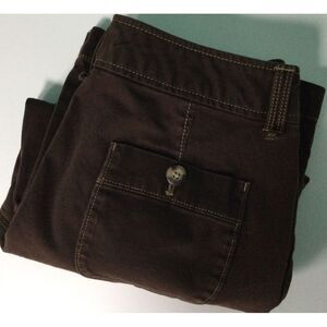Eddie Bauer Women's Capri Pants 6 Brown‎ Stretch Waist Button Leg